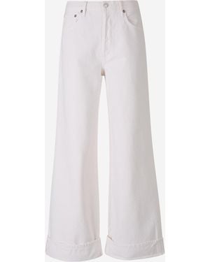 Agolde Jeans Da Donna A Gamba Larga - Bianco