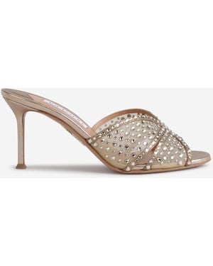 Aquazzura Mules Crystal Lover 75 - Natural