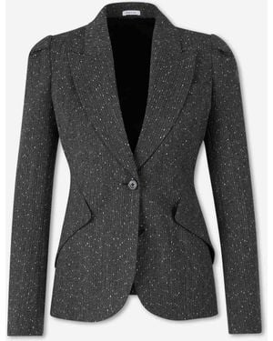 McQueen Straight Wool Blazer - Black
