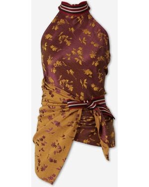 Dries Van Noten Jacquard Wrapped Top - Brown
