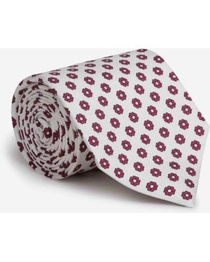 Santa Eulalia Floral Print Silk Tie - White