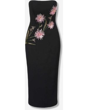 STAUD Vestito Midi Brooke Dahlia Daydream - Nero
