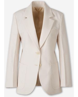 Victoria Beckham Straight Wool Blazer - Natural