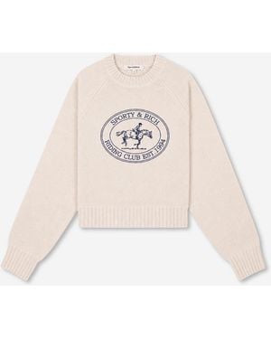 Sporty & Rich Riding Club Cropped Sweater - White