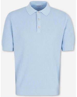 Santa Eulalia Ribbed Knit Polo Shirt - Blue