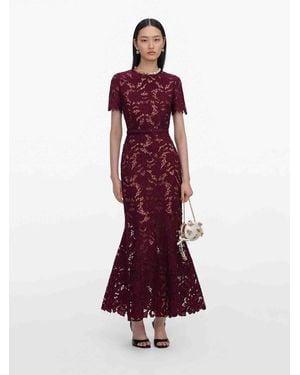 Self-Portrait Lace Midi Dress - Red