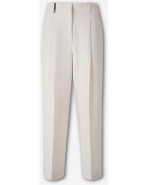 Peserico Pantalones Rectos Lana - Blanco