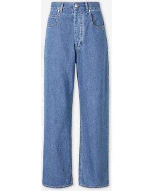 Bottega Veneta Wide Leg Cotton Jeans - Blue