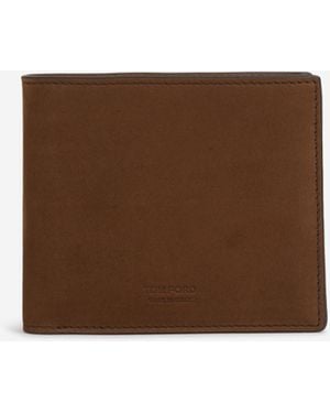 Tom Ford Nubuck Folding Wallet - Brown