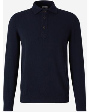 Santa Eulalia Long Sleeve Cashmere Polo - Blue