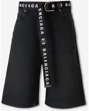 Balenciaga Straight Bermuda Shorts With Belt - Black