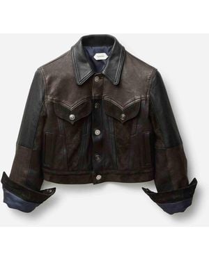 Versace Fitted Leather Jacket - Black