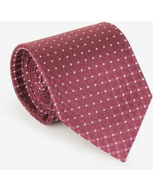 Isaia Polka Dots Motif Tie Denim - Pink