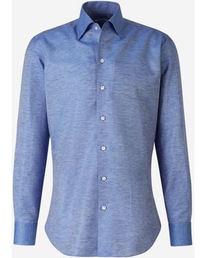 Fray Fil A Fil Linen Shirt - Blue