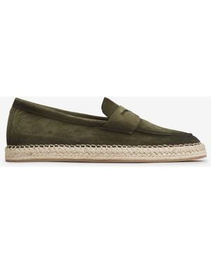 Santoni Suede Espadrille Loafers - Green