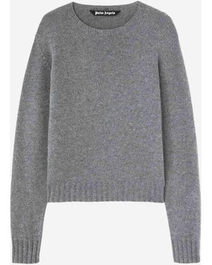 Palm Angels Wool Knitted Jersey Stone - Grey