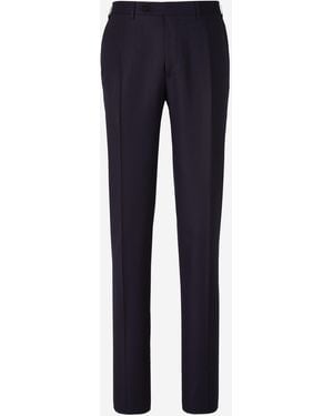 Canali Wool Flannel Trousers - Blue