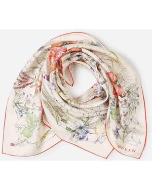 McQueen Sciarpa Di Seta Stampata - Bianco