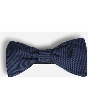 Petronius Striped Silk Bow Tie - Blue