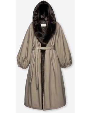 Magda Butrym Long Faux Fur Coat - Grey