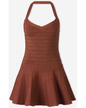 retroféte Metallic Knit Dress - Brown
