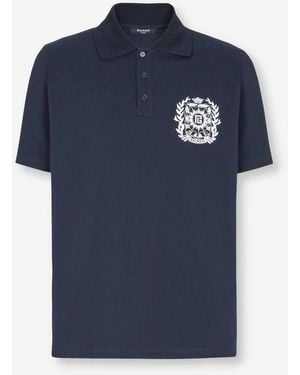 Balmain Polo Logo Estampado - Azul
