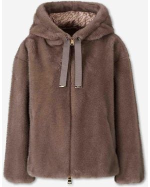 Herno Hooded Jacket With Fur - Brown