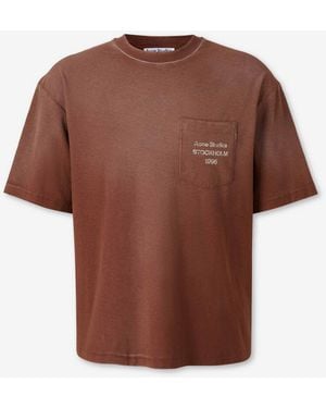 Acne Studios Camiseta Cuello Redondo - Marrón