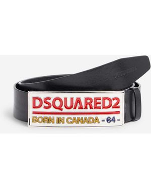 DSquared² Leather Belt With Logo - White