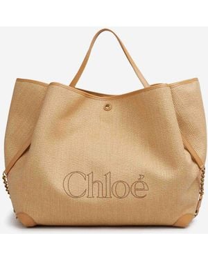 Chloé Raffia-Tasche Clover - Natur