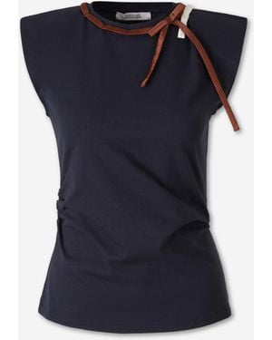 Dorothee Schumacher Einfaches T-Shirt Mit Schleife - Blau