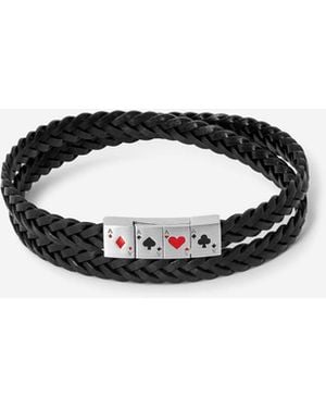 Tateossian Dobe Leather Bracelet - Black