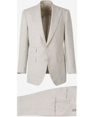 Santa Eulalia Herringbone Linen Suit - White