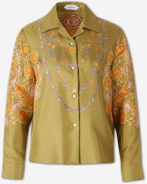 Versace Printed Silk Shirt - Yellow