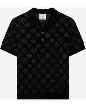CASABLANCA Jacquard-Monogramm-Polo - Schwarz