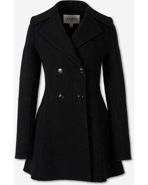 Alaïa Zweireihiger Wollmantel - Schwarz