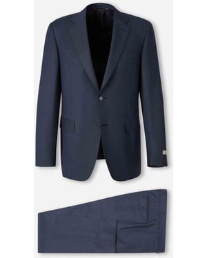 Canali Straight Wool Suit - Blue