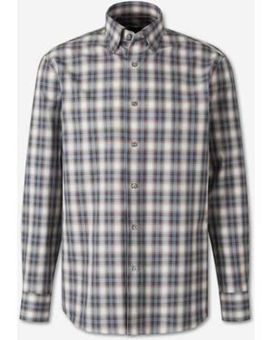 Brioni Cotton Plaid Shirt - Grey
