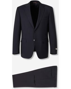 Canali Plain Straight Suit - Blue