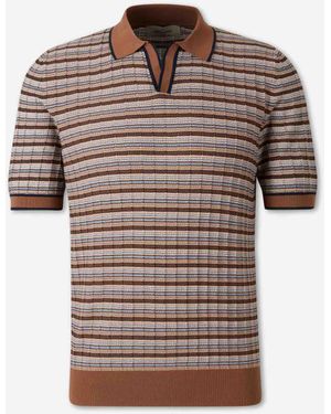 Gran Sasso Striped Dotted Polo Shirt - Brown