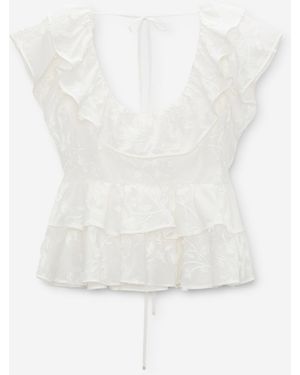 Dorothee Schumacher Cotton Ruffle Top - White
