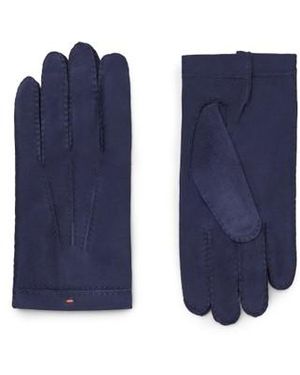 Santoni Blaue Handschuhe Aus Wildleder