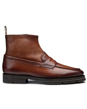 Santoni Herren Brauner Leder Carlo Ice Ankle Boot
