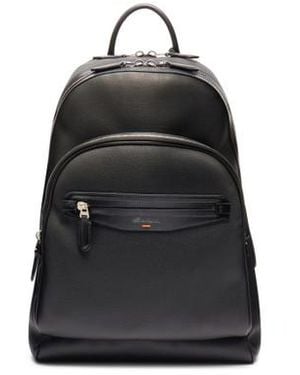 Santoni Schwarzer Rucksack Aus Getrommeltem Leder