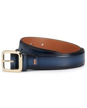 Santoni Blauer Verstellbarer Gürtel Aus Leder