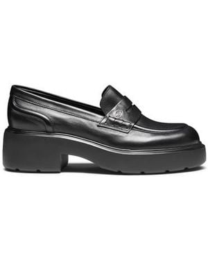 Santoni Schwarze Penny-Loafer Easy Für Damen Aus Leder