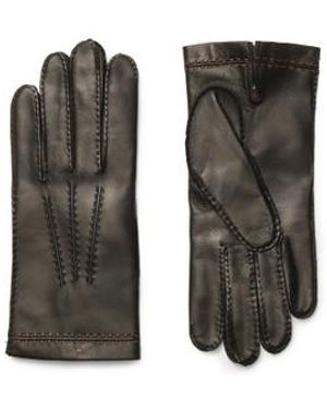 Santoni Schwarze Lederhandschuhe - Grün