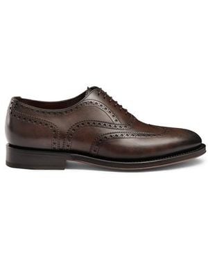 Santoni Stringata Oxford Brogue Da Uomo - Marrone