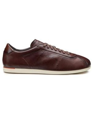 Santoni Dunkelbraune Sneakers Für Herren Aus Leder