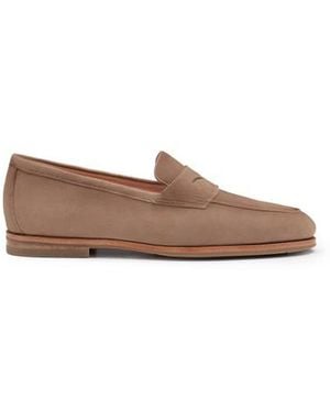 Santoni Beigefarbene Loafer Carla Für Damen Aus Wildleder Braun Sabbia D'Inverno